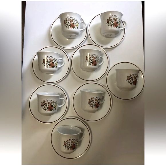 VTG Corning Ware Corelle INDIAN SUMMER Cup and Saucers,  8 saucers 8 Cups - Picture 2 of 16